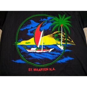 VTG 80s Pontoon Sail Boat St Maarten NA Single Stitch Men's XL T-Shirt Deadstock